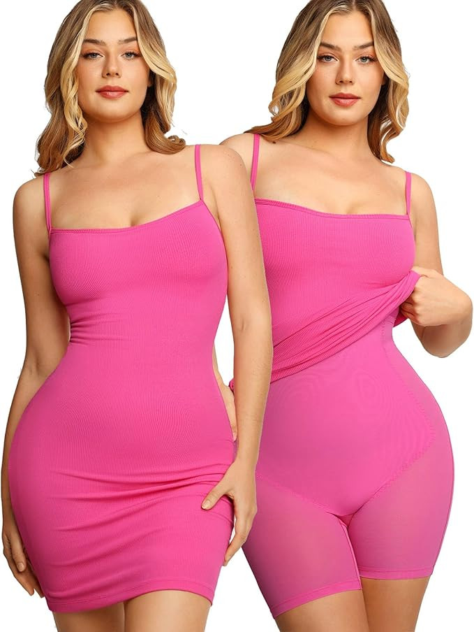 Popilush The Shapewear Dress Built-in Bra Adjustable Spaghetti Straps 2024 Summer Bodycon Sleevel... | Amazon (US)