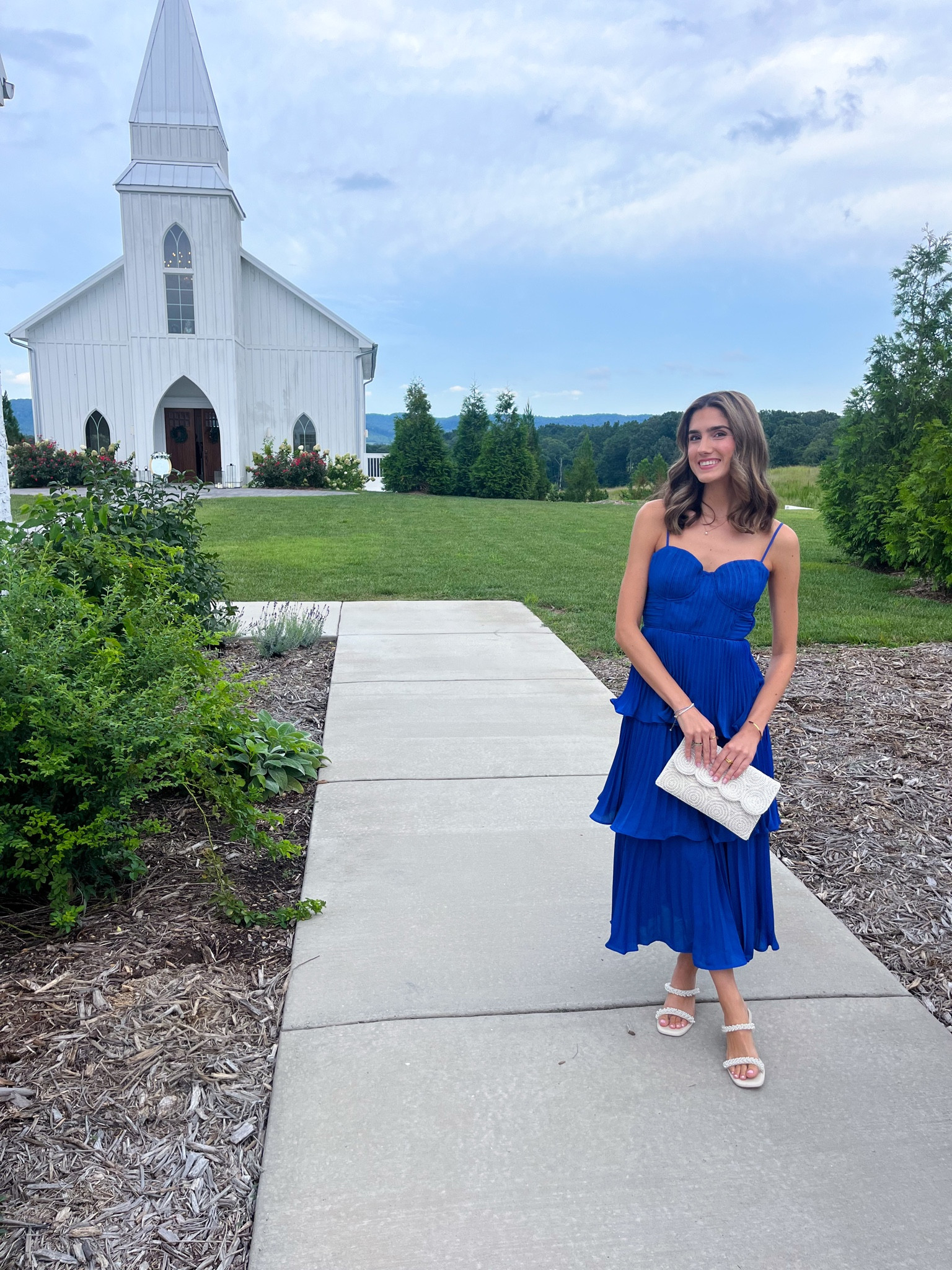 knee length dresses for ladies Cobalt blue ruched open back midi dress main image 0