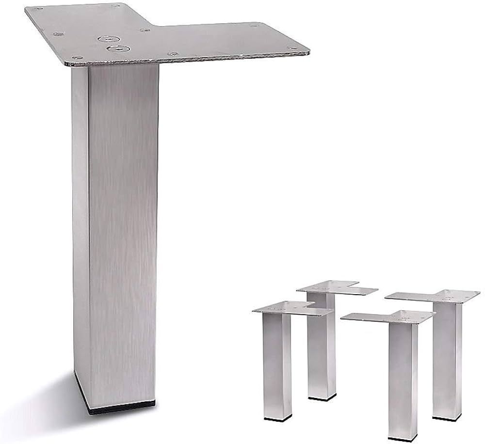 AKB Hardware Stainless Steel Metal Sofa Legs, Furniture Legs, Square Tube, Straight Design - Set ... | Amazon (US)