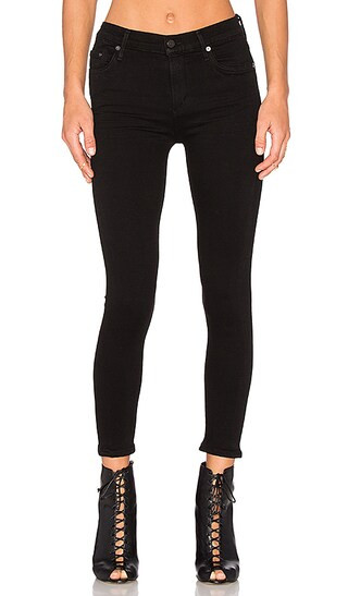 Citizens of Humanity Rocket High Risky Crop Skinny in All Black | Revolve Clothing