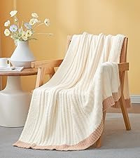 Snuggle Sac Buttery Ivory Throw Blanket for Couch, Reversible Super Soft Knitted Blankets, Warm C... | Amazon (US)