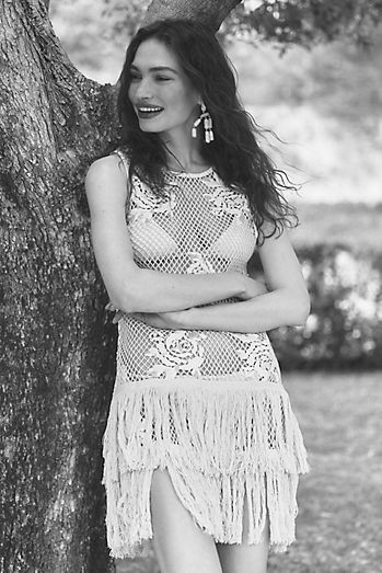 Celandine Knit Fringe Mini Dress | Anthropologie (US)