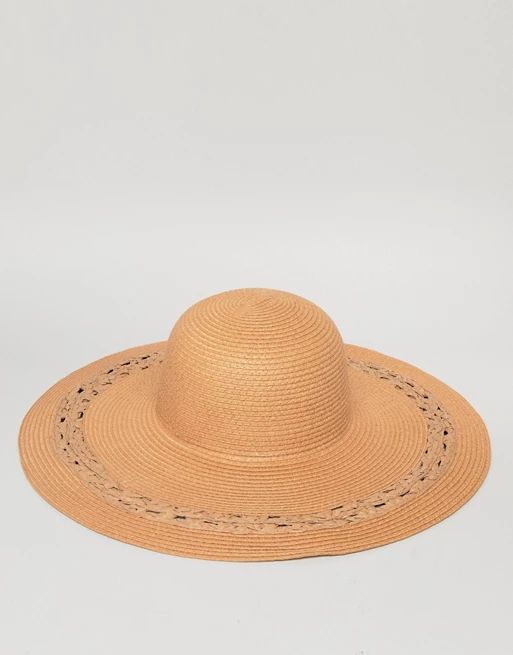 ASOS Straw Wide Rim Floppy Hat with Open Weave Insert and Size Adjuster | ASOS US