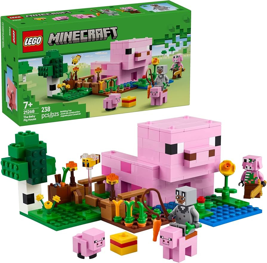 LEGO Minecraft The Baby Pig House Toy Figures and Playset - Building Minecraft Toy for Kids, Boys... | Amazon (US)