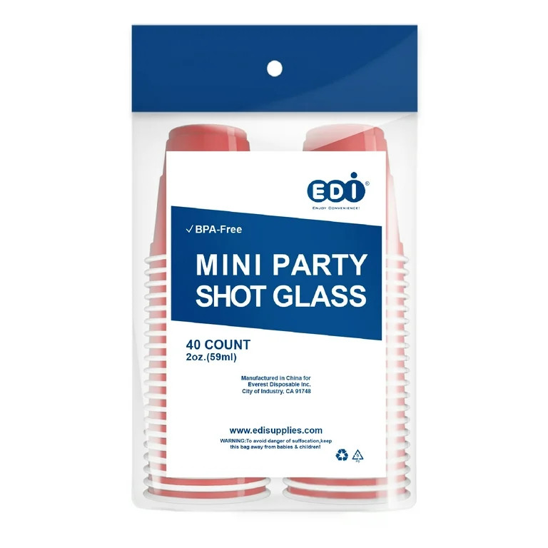 EDI Mini Red Plastic Shot Glasses 2 oz Set of 40 | Walmart (US)