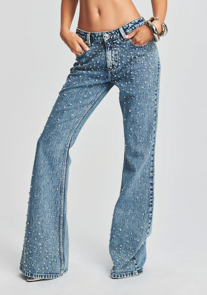 Moore Mid Rise Flare Crystal Embellished Jean | Retrofete