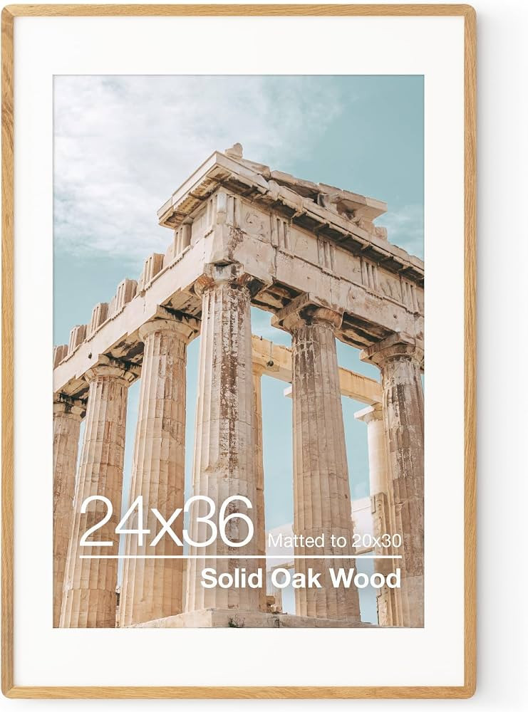 FLYJOE 24x36 Poster Frame | Solid Oak Wood 24 x 36 Picture Frame | 24x36 Poster Frame With Mat Fo... | Amazon (US)