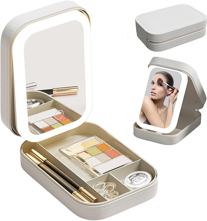 Travel Makeup Bag With Led Mirror, LED Makeup Bag, Travel Makeup Case with Led Mirror, Portable M... | Amazon (US)