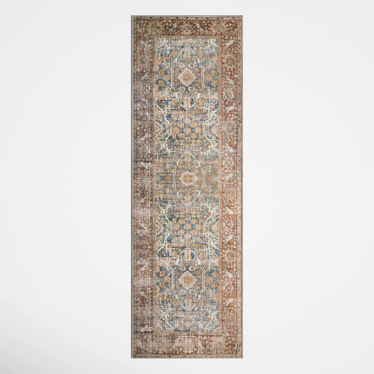 Pratt Oriental Area Rug in Ocean/Rust | Wayfair North America