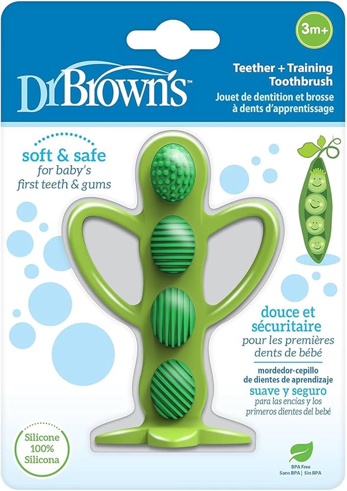 Dr. Brown's Peapod Teether and Training Toothbrush, Soft and Safe for Baby Gums and First Teeth, ... | Amazon (US)