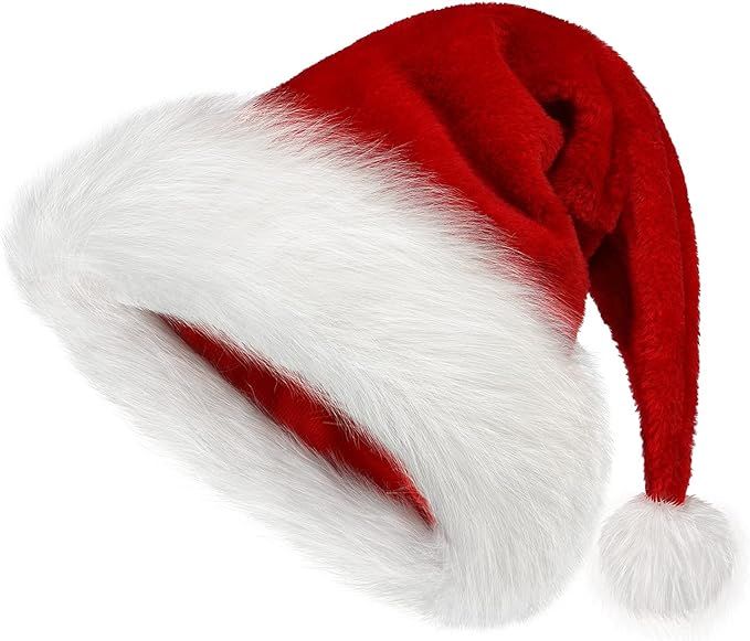 Christmas Hat, Xmas Hat Holiday for Adults Unisex Santa Hat For Party Supplies | Amazon (US)