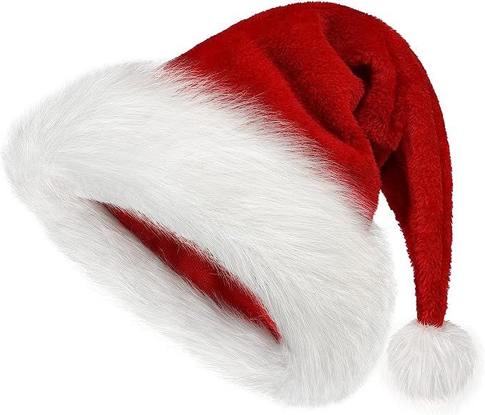 Christmas Hat, Xmas Hat Holiday for Adults Unisex Santa Hat For Party Supplies | Amazon (US)