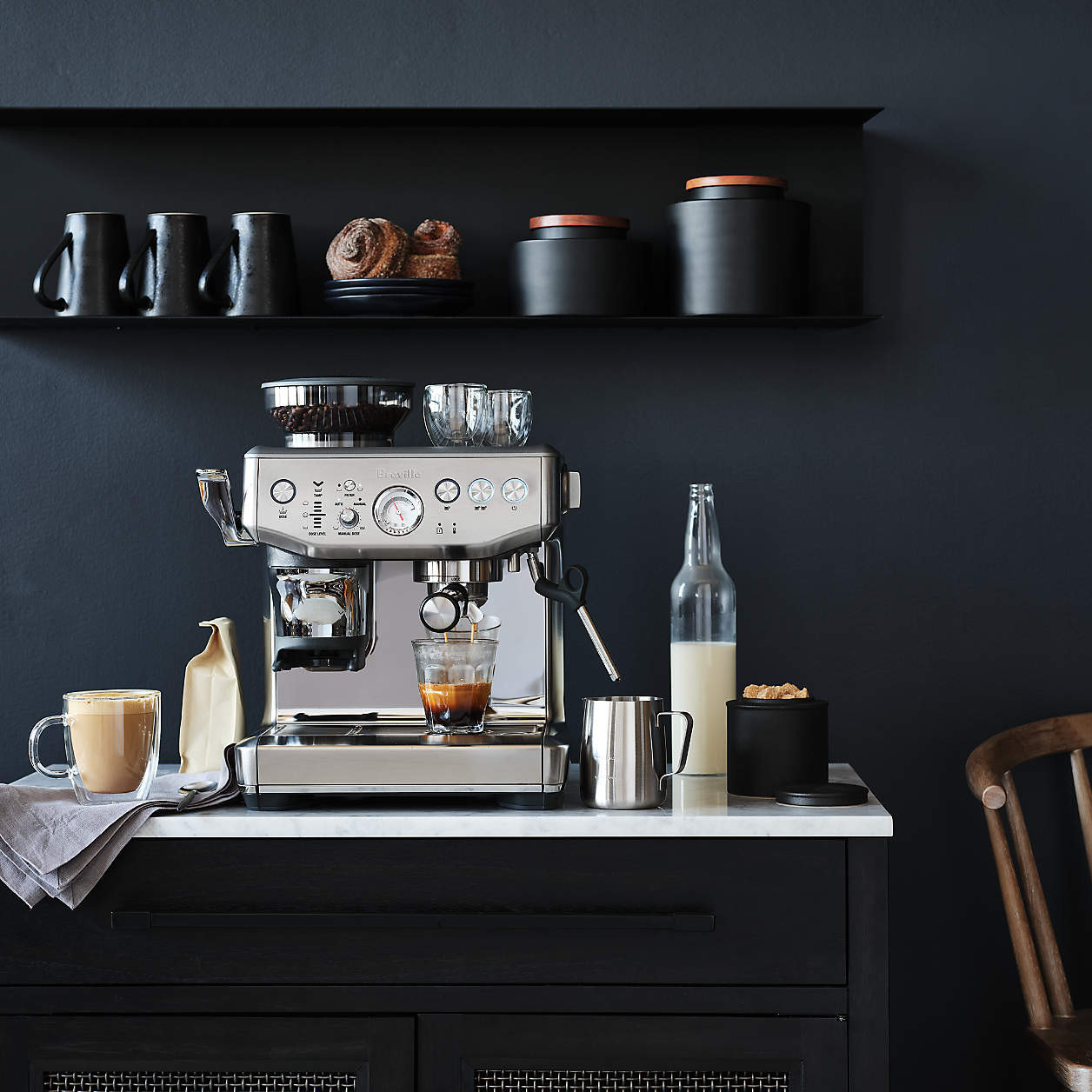 Breville Barista Express Impress Espresso Machine in Brushed Stainless Steel + Reviews | Crate & ... | Crate & Barrel