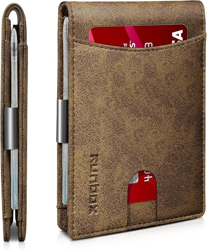 RUNBOX Money Clip Slim Wallets for Men RFID Blocking 11 Card Holder Minimalist Small Leather Bifo... | Amazon (US)