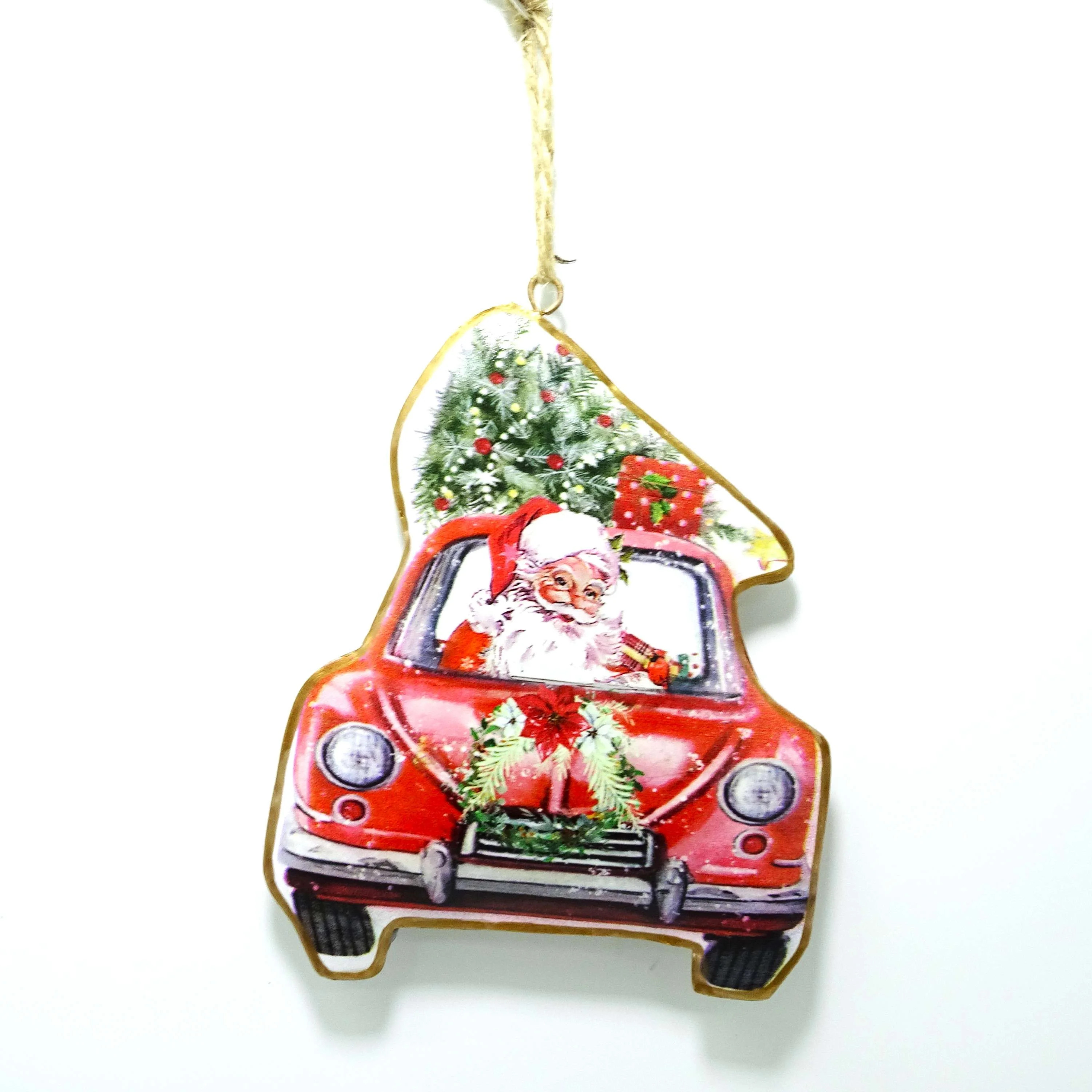 Red & Green Santa in Car Christmas Ornament, 5.12", by Holiday Time | Walmart (US)