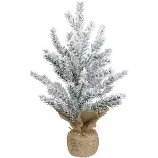 12" Unlit Flocked Mini Pine Artificial Christmas Tree With Jute Base | Michaels Stores