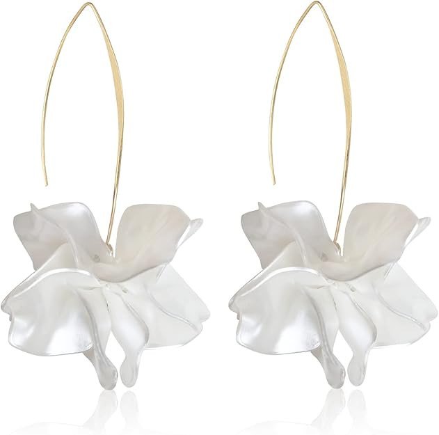Unique Handmade Bohemian Resin Flower Petal Dangle Earrings Large Long Acrylic Rose Flower Tiered... | Amazon (US)