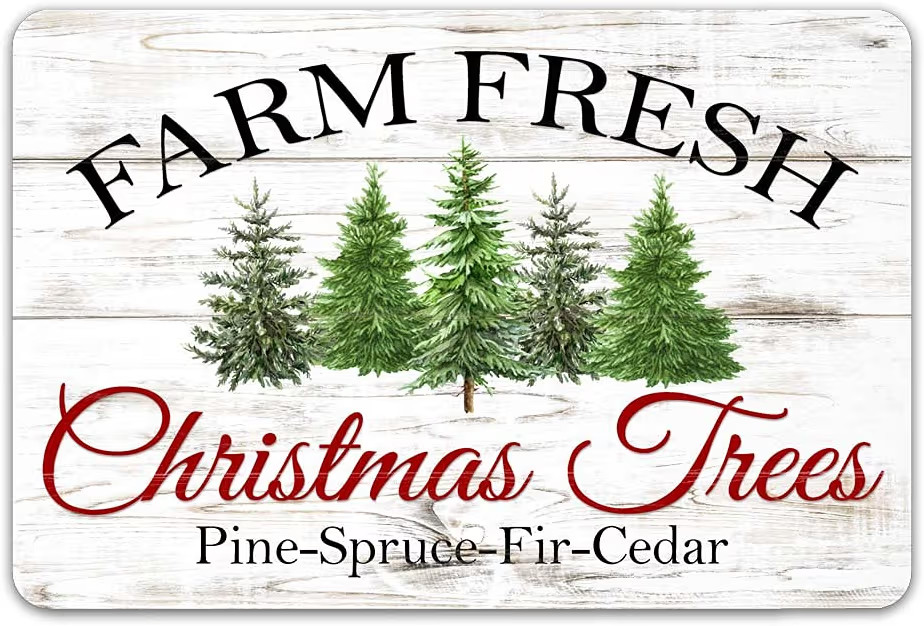 Farm Fresh Christmas Trees Sign Farmhouse Décor Decorations Wall Art Winter Décor Santa 16x24 1... | Amazon (US)