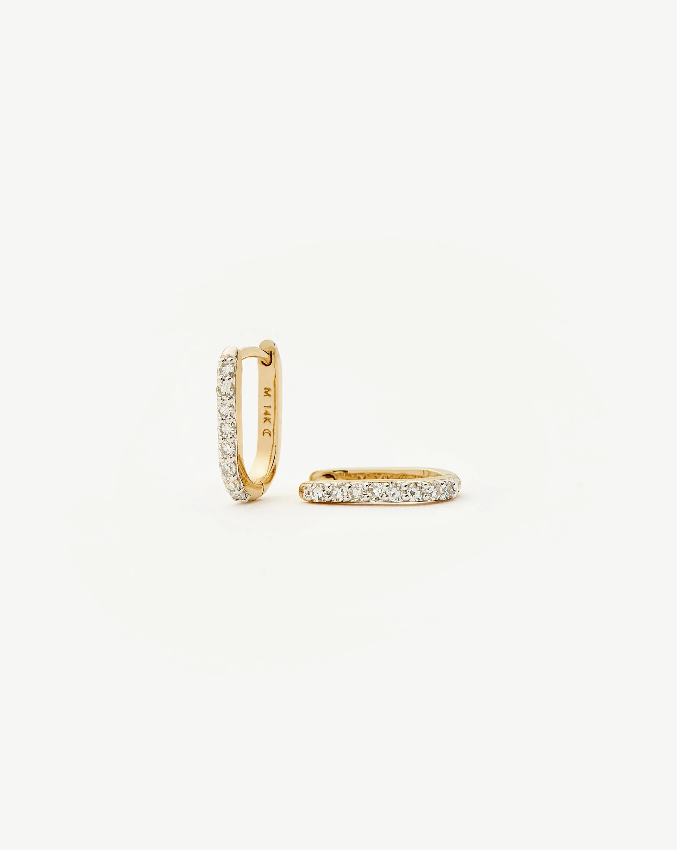 Fine Diamond Ovate Mini Hoop Earrings | 14ct Solid Gold/Diamond Earrings | Missoma UK