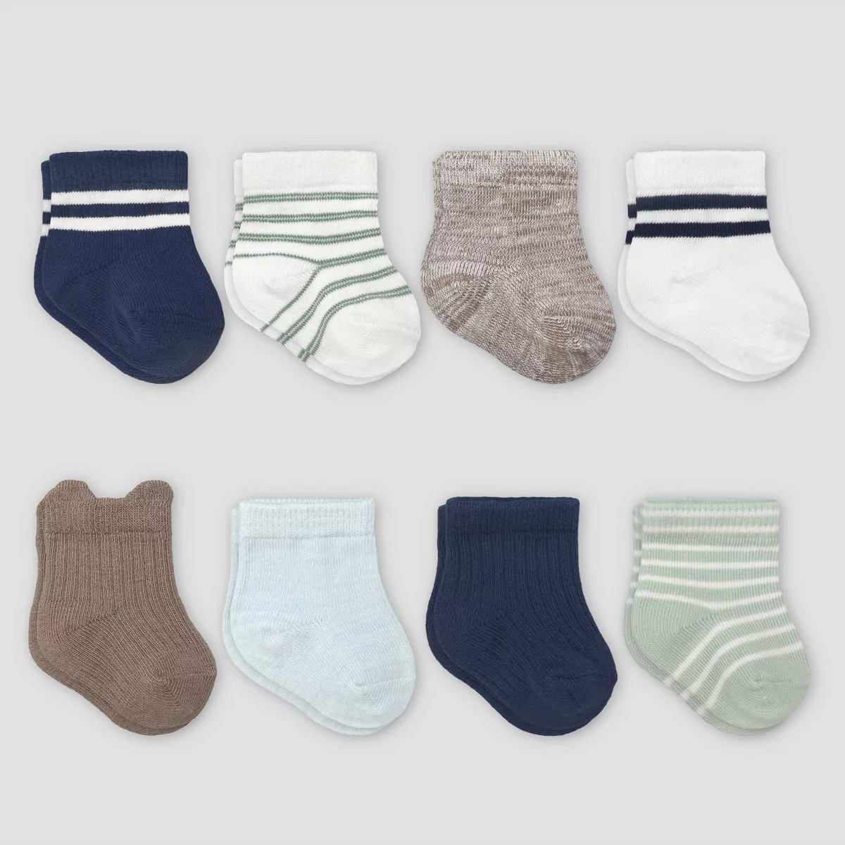 Carter's Just One You® Baby Boys' Crew Socks 8pk - Brown/Blue/White 12M | Target