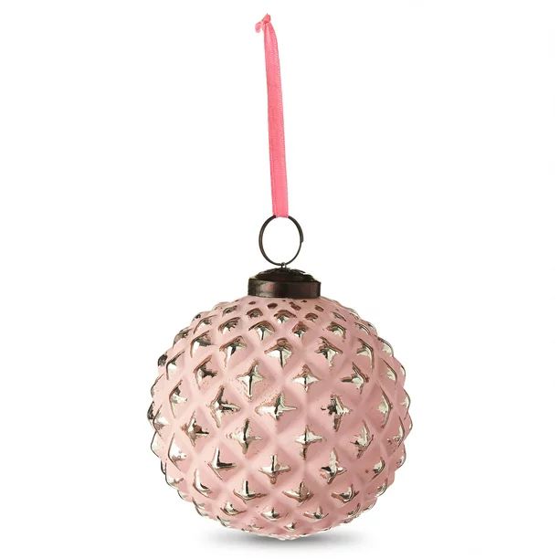 Holiday Time Pink Pattern Glass Ball Ornament, 4", 6 Pack | Walmart (US)