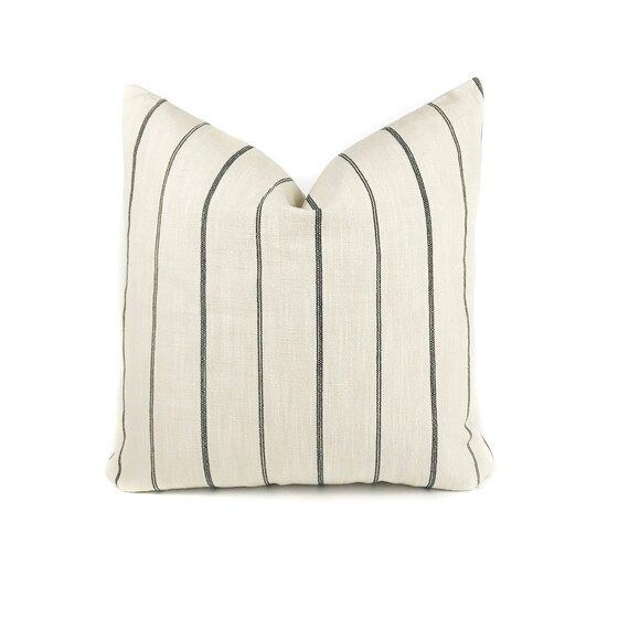 Cream and Black Farmhouse Stripe Pillow Cover | Designer Pillow | Modern Farmhouse | No405xx , Th... | Etsy (US)