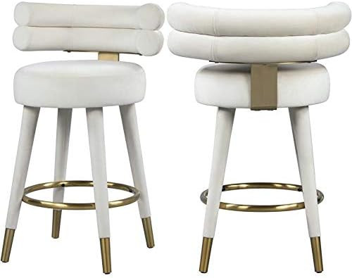 Meridian Furniture 798Cream-C Fitzroy Collection Modern | Contemporary Velvet Upholstered Counter... | Amazon (US)