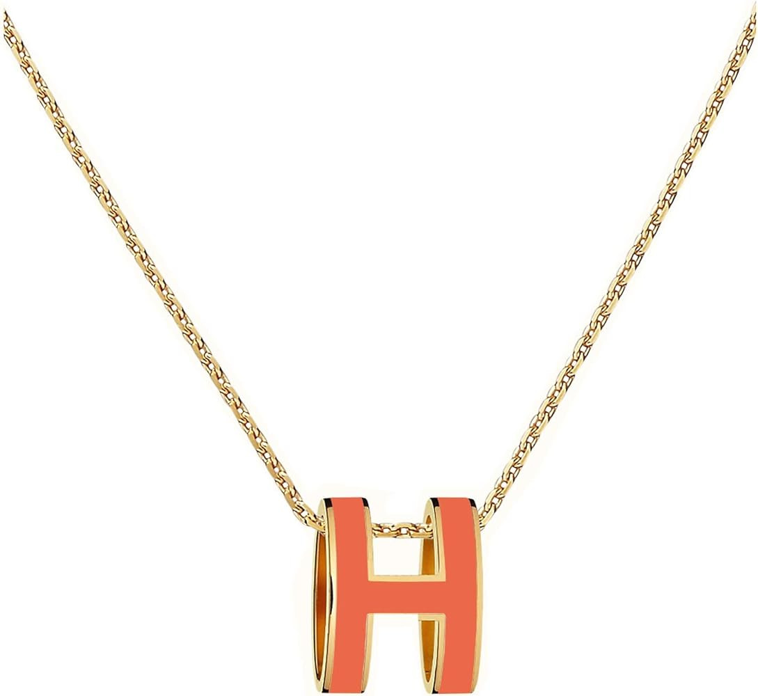 Yuangu Classic Letter Design 18K Gold Plated Girl Necklace Colorful Color Optional Women's Gift | Amazon (US)