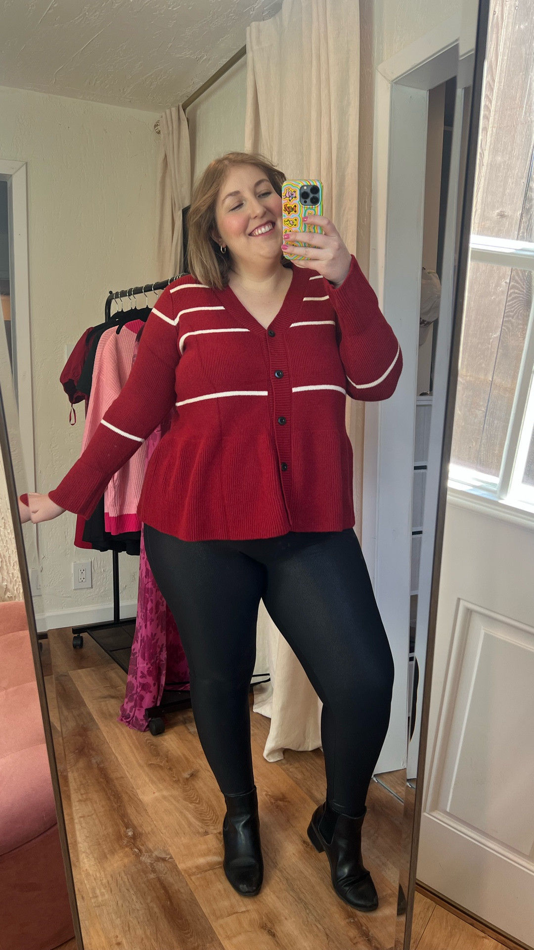 Cute and comfy little Valentine’s Day inspired fit❤️ wearing XL in the sweater, XXL in the leggings. 

#LTKValentine #LTKMidsize #LTKPlusSize