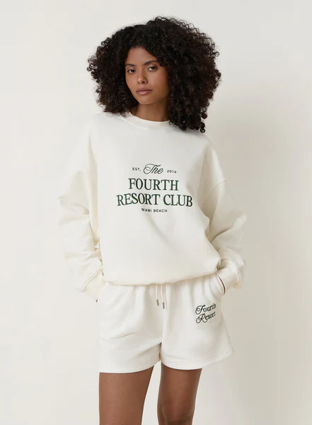 Cream Fourth Resort Club Slogan Sweatshirt- Mirissa | 4th & Reckless