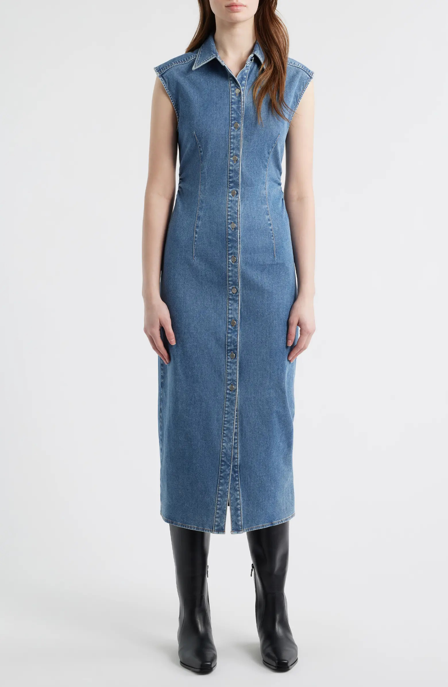 Leah Airflex Denim Midi Shirtdress | Nordstrom