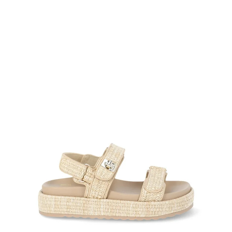 Madden NYC Women’s Raffia Flatform Sandals with Adjustable Straps | Walmart (US)