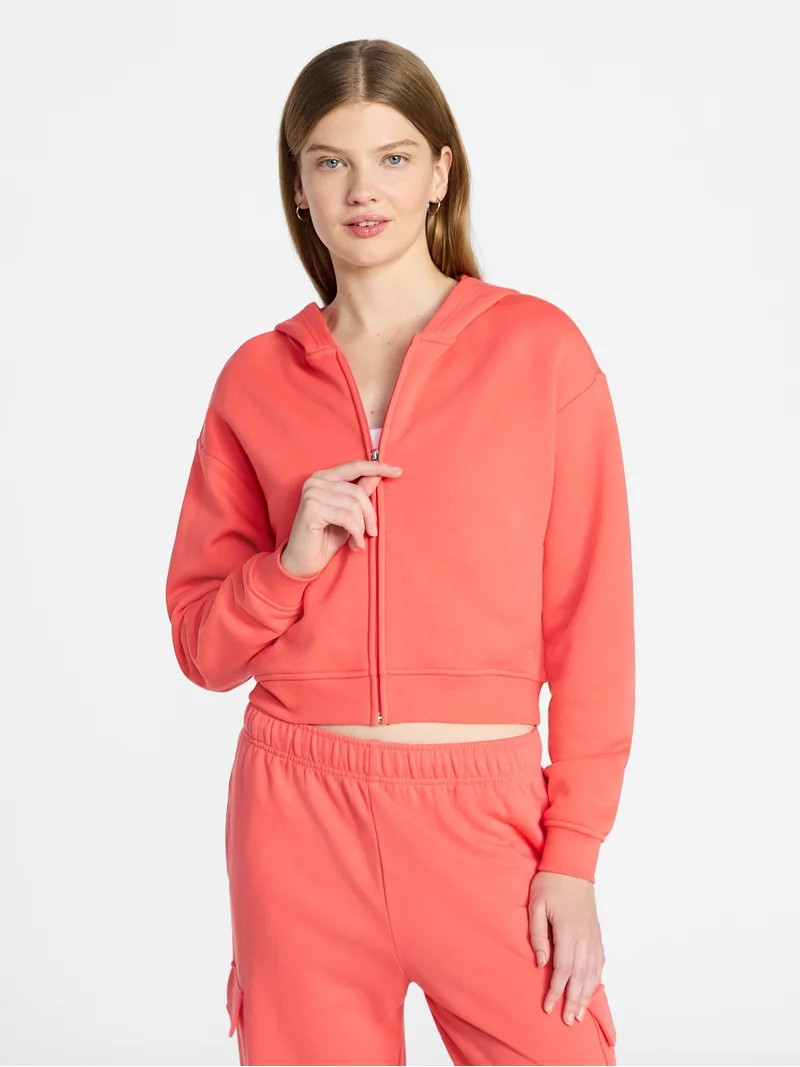 No Boundaries Boxy Zip-Up Hoodie, Women's XXS-XXL | Walmart (US)