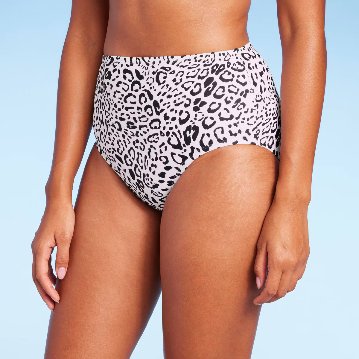 Women's Neutral Leopard Print High Waist Full Coverage Bikini Bottom - Kona Sol™ Cream | Target