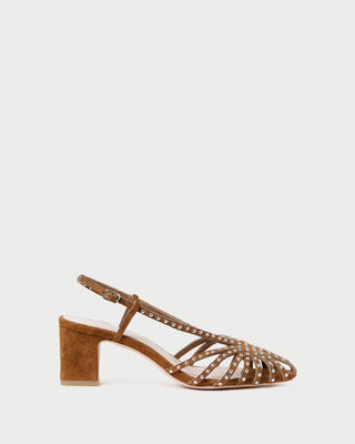 Priscilla Cacao/Silver Suede Heeled Sandal | Loeffler Randall