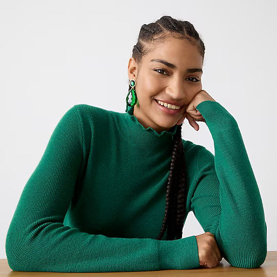Ruffleneck merino wool sweater | J. Crew US
