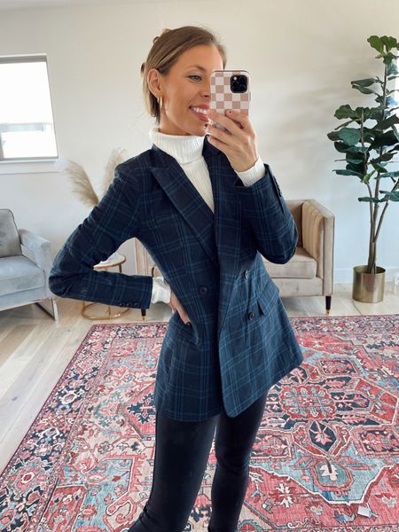 Blue and black plaid double breasted blazer perfect for workwear or a night out! Wearing xs. Plaid blazer. Double breasted blazer. Chic blazer. #walmartfashion #walmartfind 

#LTKunder50 #LTKSeasonal #LTKstyletip