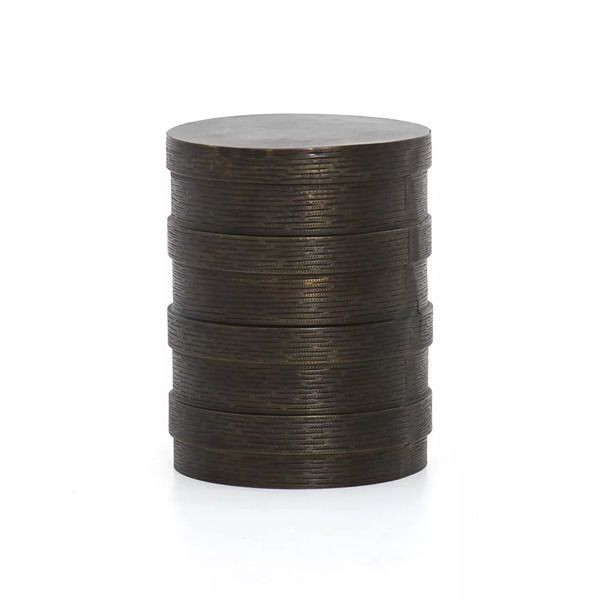 Trello Drum End Table Textured Brass | Scout & Nimble