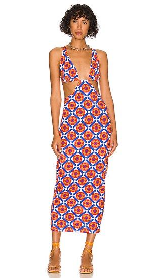 Cowl Back Maxi Dress in Off White Multi | Revolve Clothing (Global)