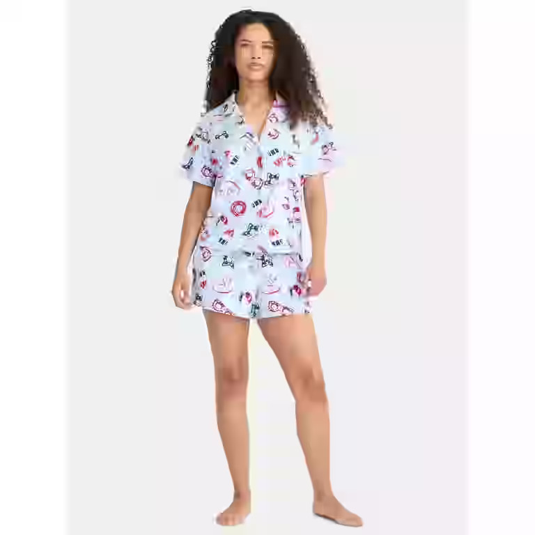 Way to Celebrate Women's Americana Notch Collar Top and Shorts Pajama Set, 2-Piece, Sizes XS-3X | Walmart (US)