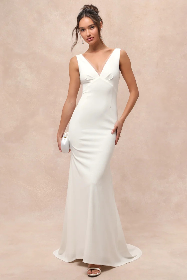 Captivating Promise White Sleeveless Mermaid Maxi Dress | Lulus