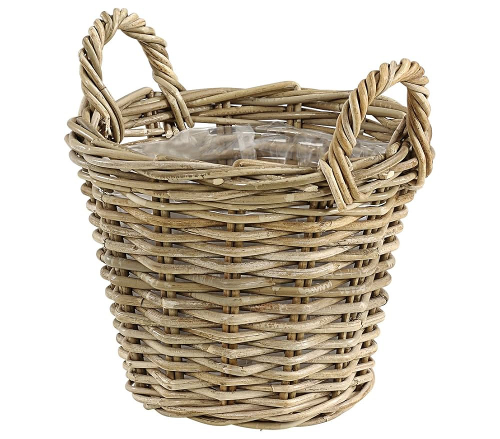 Dehner Rattan Basket with Handles, Diameter 35 cm, Height 25 cm, Rattan Wicker, Grey/Brown | Amazon (DE)