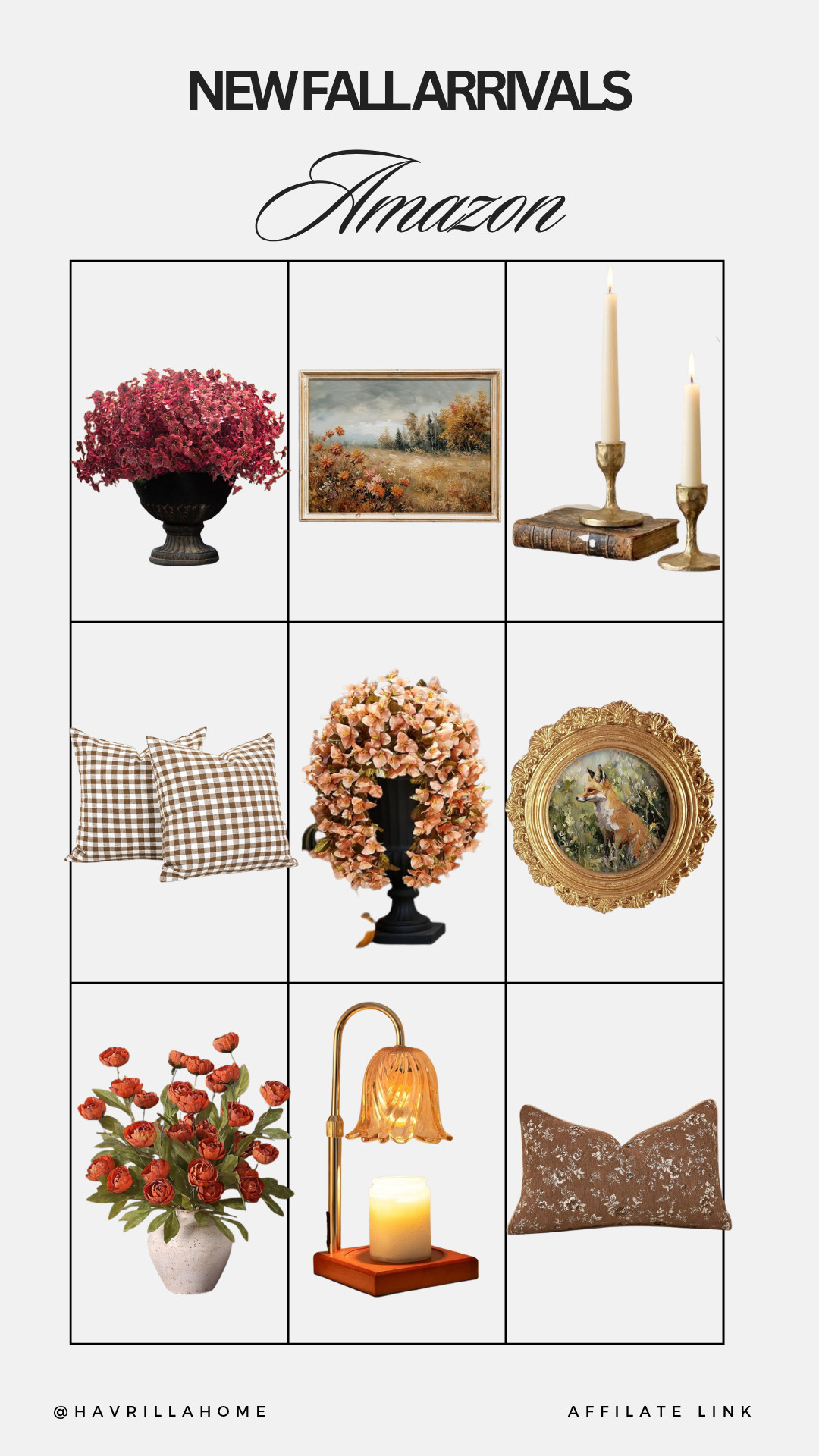 Amazon amazon fall decor, amazon fall finds, amazon fall home decor, fall decor 2026, new fall decor, autumn home decor, cozy fall decor, traditional fall decor, vintage inspired fall decor, fall florals, faux fall flowers, burgundy fall flowers, rust fall flowers, fall hydrangeas, fall pillow covers, gingham pillows, brown floral pillow, fall wall art, autumn landscape art, vintage fall artwork, brass candlesticks, taper candle decor, amber glass lamp, candle warmer lamp, fall home accessories, fall decorating ideas, cozy autumn aesthetic, amazon home finds

#LTKSeasonal #LTKHome