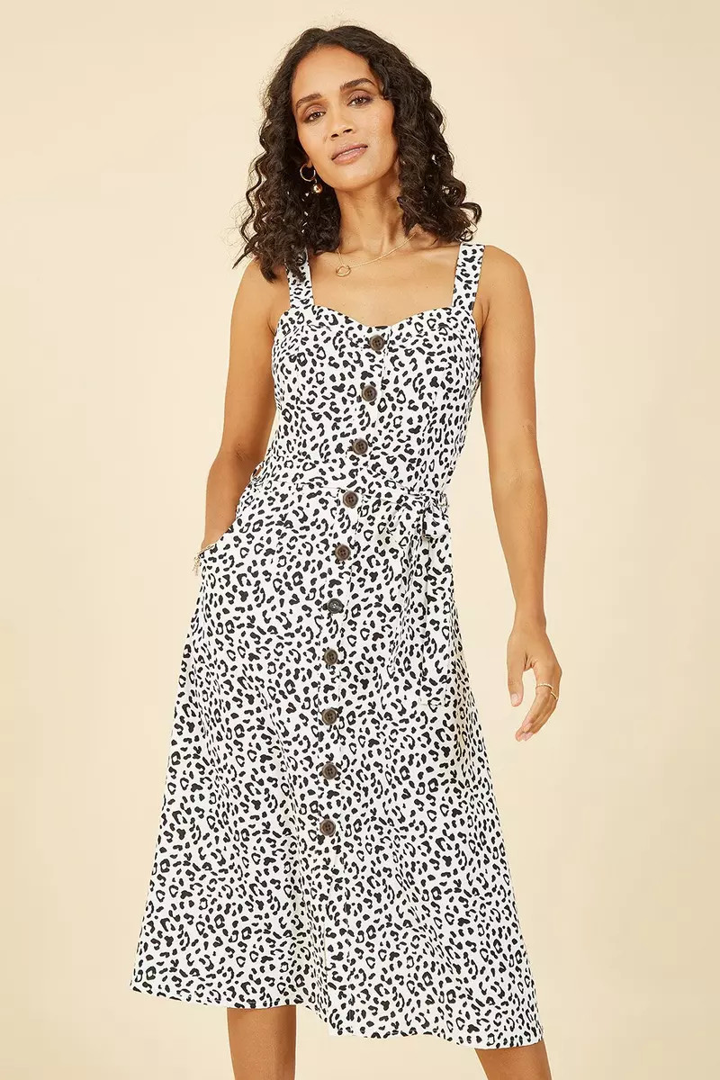 YumiWhite Animal Print Button Up Sundress | Debenhams UK