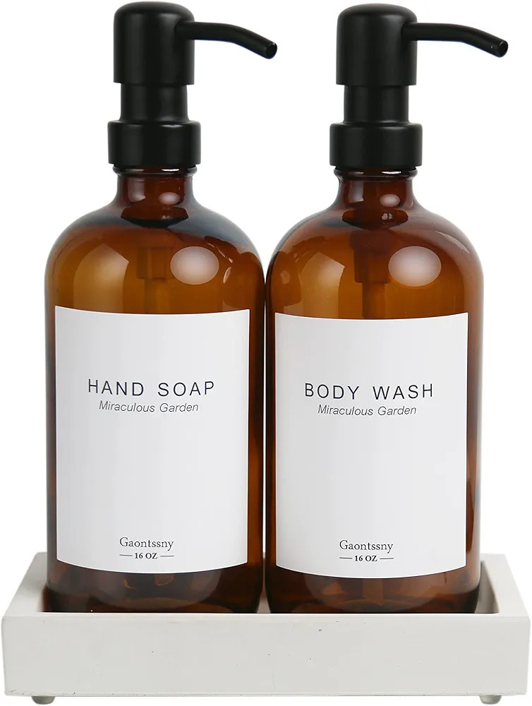 Glass Soap Dispenser with Pump and Concrete Tray | Vintage Soap Dispenser Bathroom and Kitchen Se... | Amazon (CA)