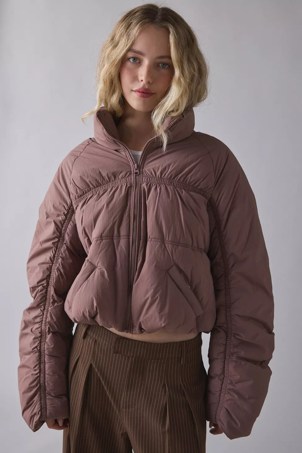 BDG Piper Ruched Cropped Puffer Jacket | Urban Outfitters (US and RoW)
