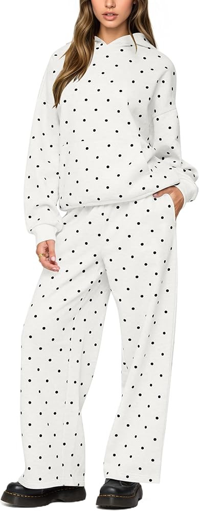 Polka Dot Hoodie and Sweatpants Set for Women | Amazon (US)
