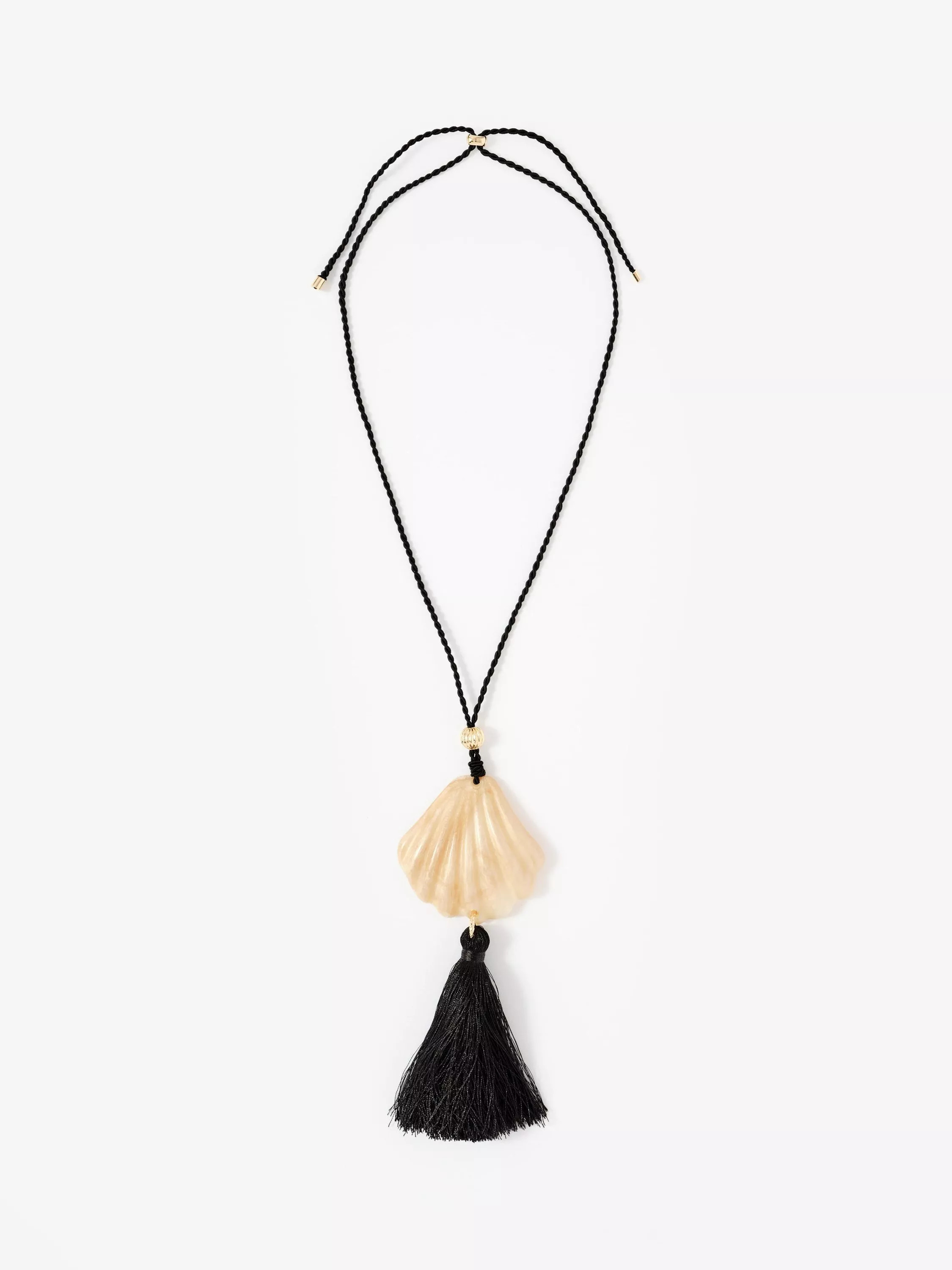 Mint Velvet Shell Tassel Pendant Rope Necklace, Black/Multi | John Lewis (UK)
