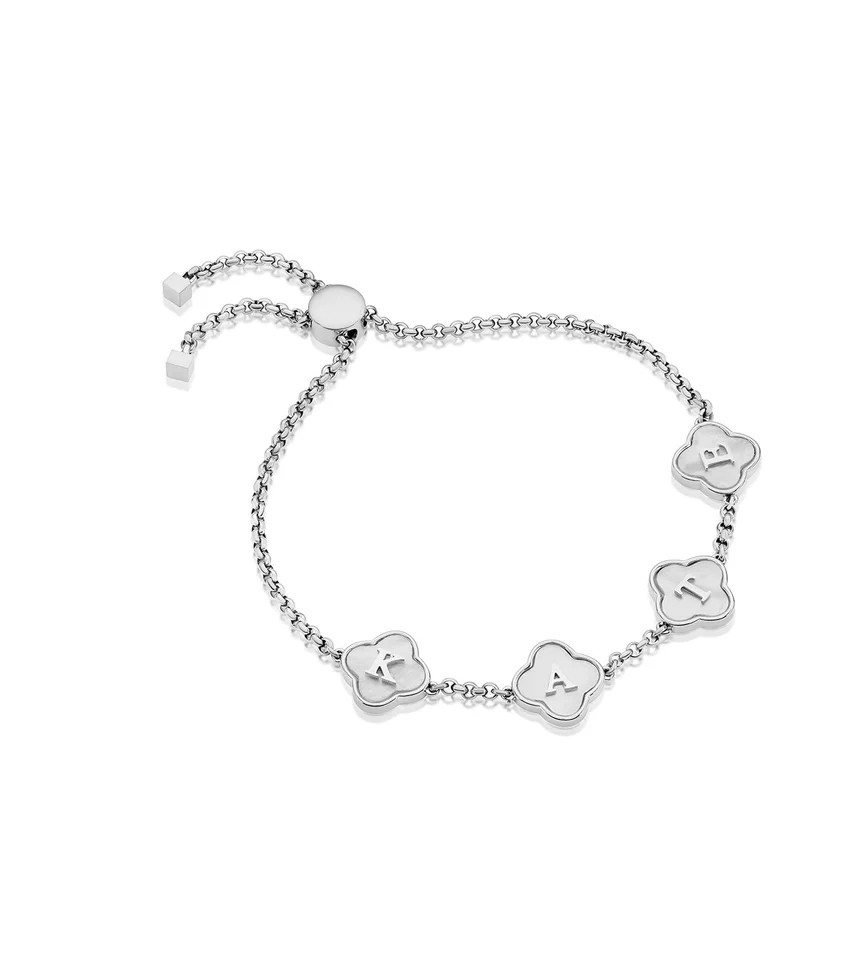 Clover Custom Name Bracelet (Silver) | Abbott Lyon