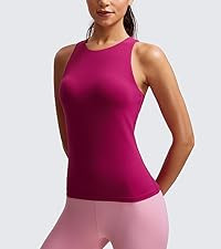 CRZ YOGA Butterluxe Womens Racerback Workout Tank Top with Built in Shelf Bra - Padded High Neck ... | Amazon (US)